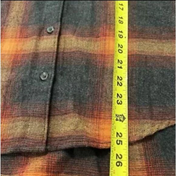 Old Navy Evermore Flannel Shirt women's Medium orange plaid Swiftie Eras tour - Picture 11 of 13